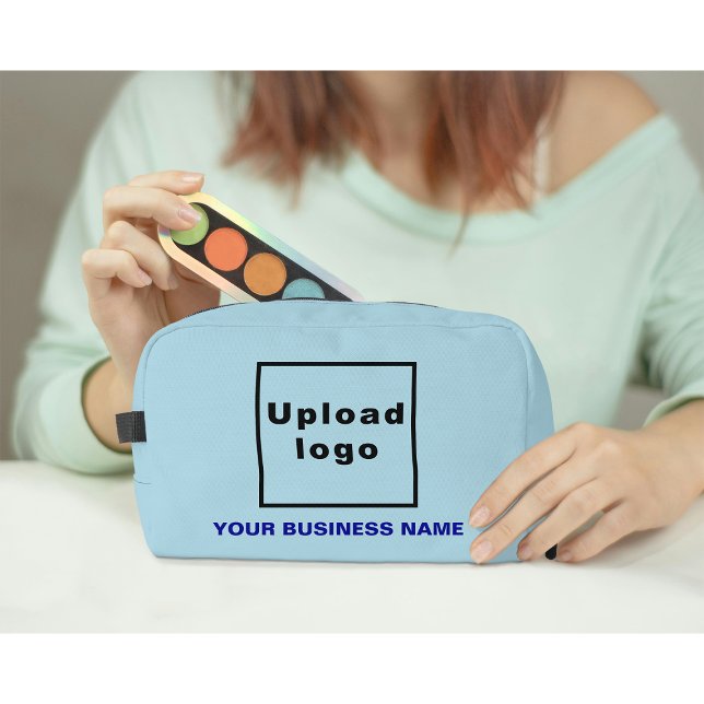 Business Name and Logo on Light Blue Dopp Kit (Business name and logo on light blue dopp kit)