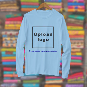 Business Name and Logo on Light Blue Long Sleeve T-Shirt