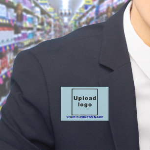 Business Name and Logo on Light Blue Rectangle