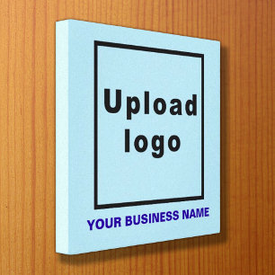 Business Name and Logo on Light Blue Square Canvas Print