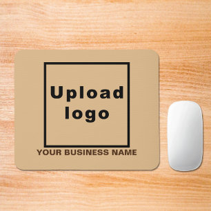 Business Name and Logo on Light Brown Mouse Pad