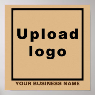 Business Name and Logo on Light Brown Square Poster