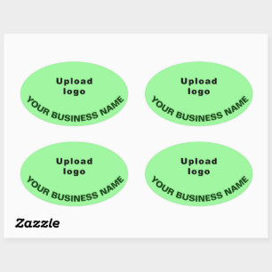 Business Name and Logo on Light Green Oval Sticker