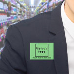 Business Name and Logo on Light Green Rectangle<br><div class="desc">Light green rectangle button that you can customise by typing your business name and uploading your business logo. Customise it and use it as a uniform accessory to advertise your business or to promote your brand name to customers or clients. Customisable accessory that you can use as marketing material to...</div>