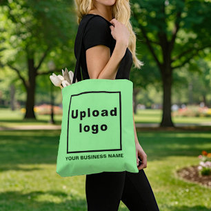 Business Name and Logo on Light Green Tote Bag