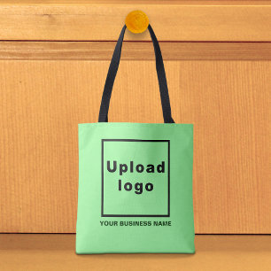 Business Name and Logo on Light Green Tote Bag