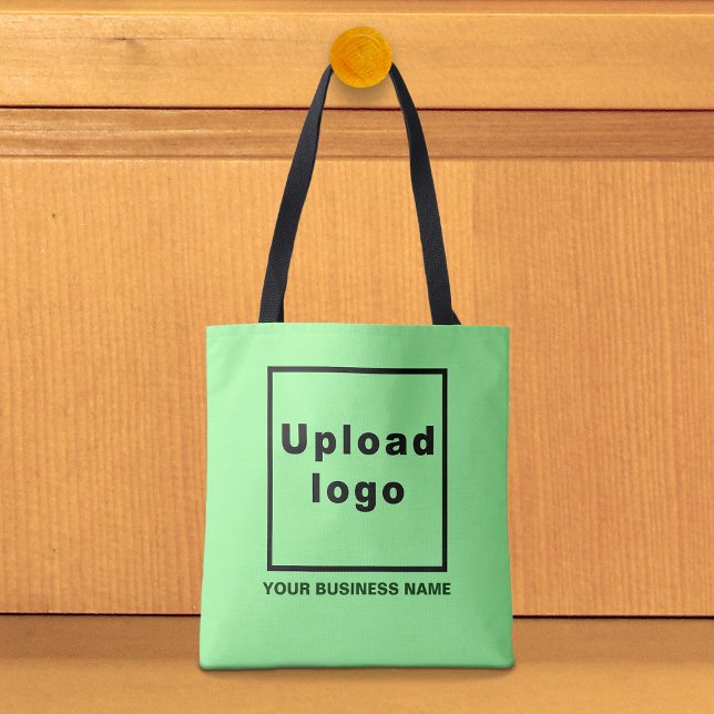 Business Name and Logo on Light Green Tote Bag (Light green tote bag with your business name and logo)