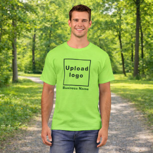 Business Name and Logo on Lime Green T-Shirt