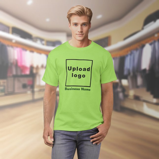Business Name and Logo on Lime Green T-Shirt (Lime green t-shirt with your business name and logo on model)