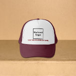 Business Name and Logo on Maroon and White Trucker Hat<br><div class="desc">Trucker hat that you can customise to put your business name. You can give it as giveaway item or gift to your customers. You can also include it in your marketing materials to advertise your business or in your promotional products to promote your brand name. Trucker hat with your business...</div>