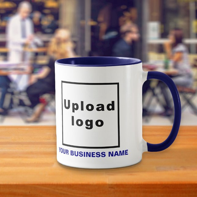 Business Name and Logo on Navy Blue Combo Mug (Build brand name awareness. Your business name and logo on navy blue combo mug.)