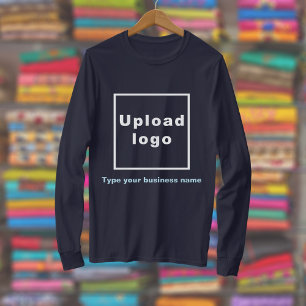 Business Name and Logo on Navy Blue Long Sleeve T-Shirt