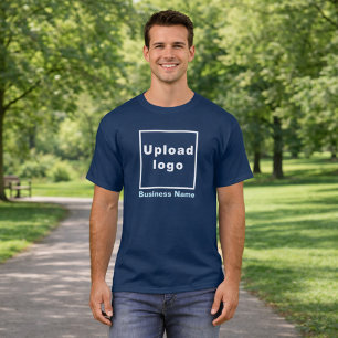 Business Name and Logo on Navy Blue T-Shirt