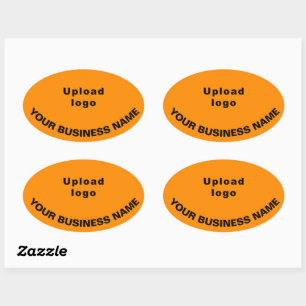 Business Name and Logo on Orange Colour Oval Sticker