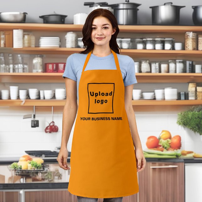 Business Name and Logo on Orange Colour Polyester Apron (Your business name and logo on orange color apron.)