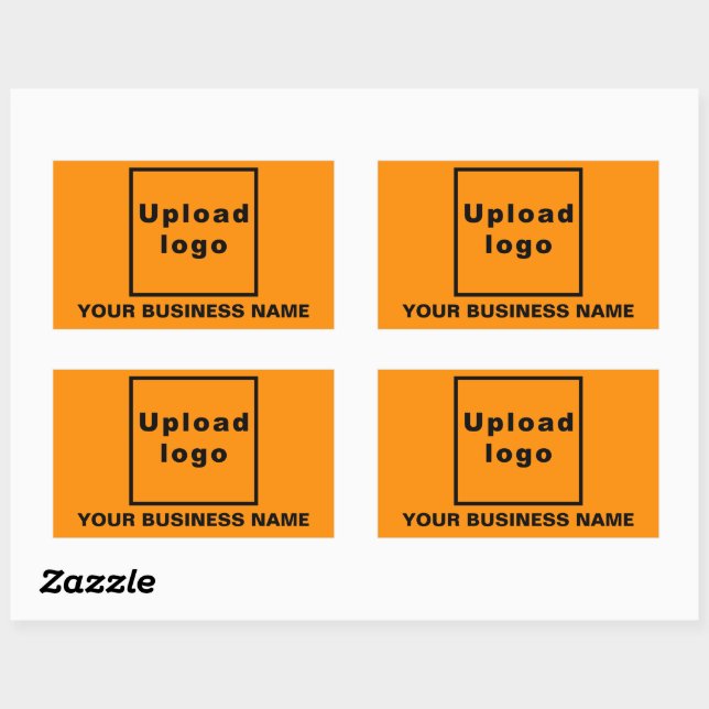 Business Name and Logo on Orange Colour Rectangular Sticker (Sheet)