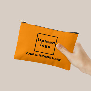 Business Name and Logo on Orange Colour Small Pouc Accessory Pouch
