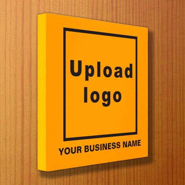 Business Name and Logo on Orange Colour Square Canvas Print (Creator Uploaded)