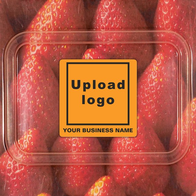 Business Name and Logo on Orange Square Adhesive (Orange square adhesive label with your business name and logo)