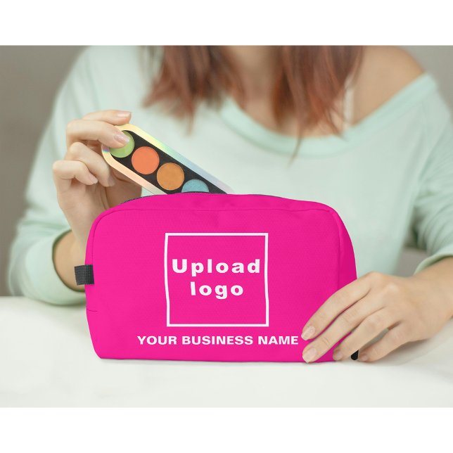 Business Name and Logo on Pink Dopp Kit (Business name and logo on pink dopp kit)