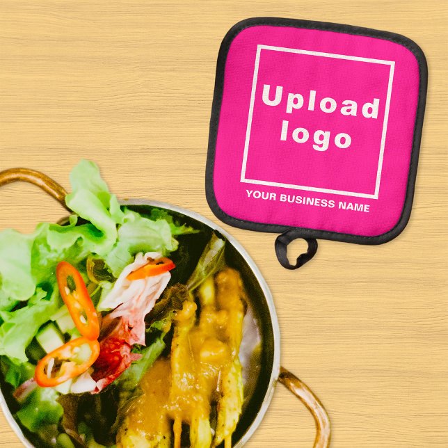Business Name and Logo on Pink Pot holder (Business name and logo on pink pot holder)