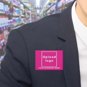 Business Name and Logo on Pink Rectangle Button