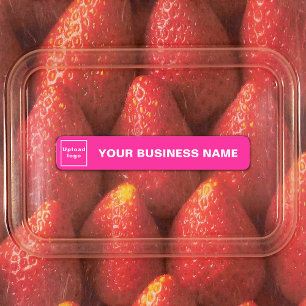Business Name and Logo on Pink Slim Adhesive Label