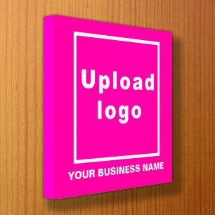 Business Name and Logo on Pink Square Canvas Print