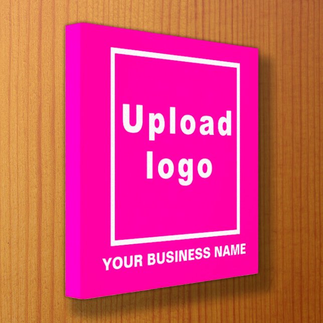 Business Name and Logo on Pink Square Canvas Print (Creator Uploaded)