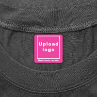 Business Name and Logo on Pink Square Iron On
