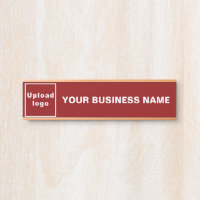 Business Name and Logo on Red Hanging Door Sign