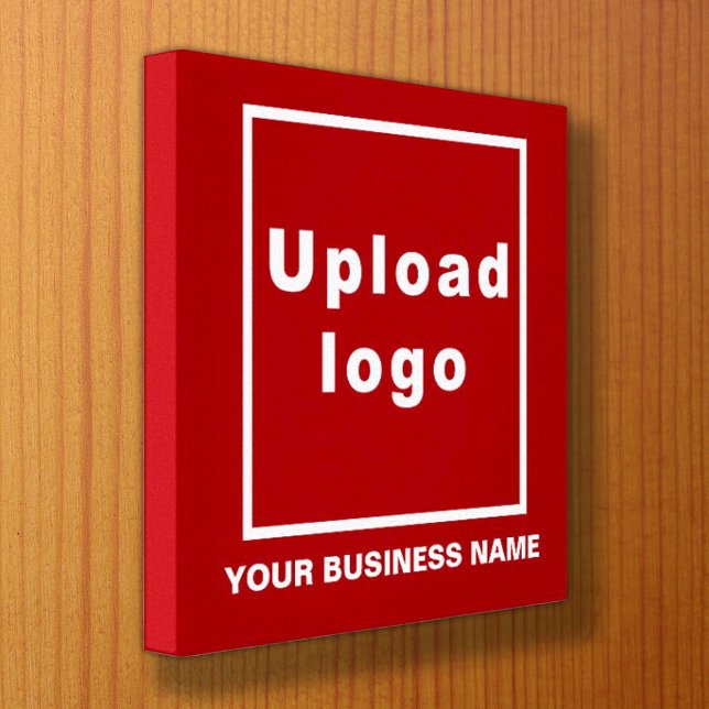 Business Name and Logo on Red Square Canvas Print (Creator Uploaded)