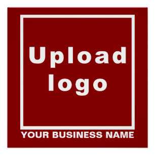 Business Name and Logo on Red Square Glossy Poster