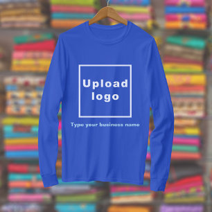 Business Name and Logo on Royal Blue Long Sleeve T-Shirt