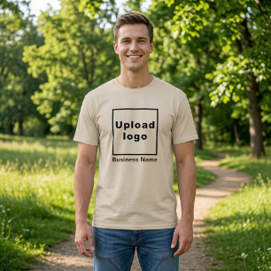 Business Name and Logo on Sand Coloured T-Shirt