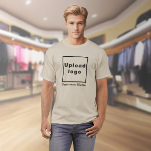 Business Name and Logo on Sand Coloured T-Shirt