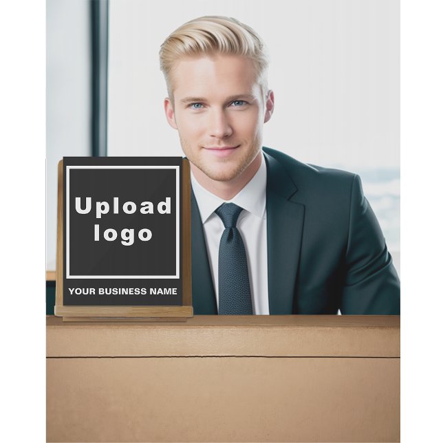 Business Name and Logo on Small Black Acrylic Sign (Black acrylic sign with your business name and logo)