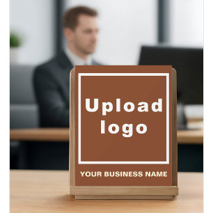 Business Name and Logo on Small Brown Acrylic Sign