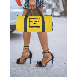 Business Name and Logo on Small Yellow Duffel Bag
