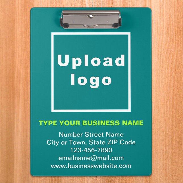 Business Name and Logo on Teal Clipboard (Creator Uploaded)