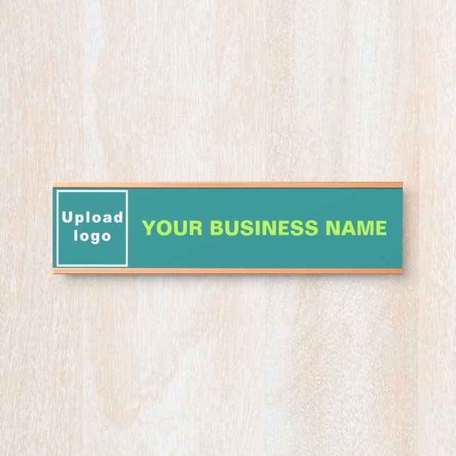Business Name and Logo on Teal Green Hanging Door Sign (Front)