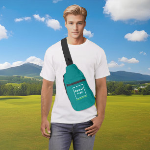 Business Name and Logo on Teal Green Sling Bag