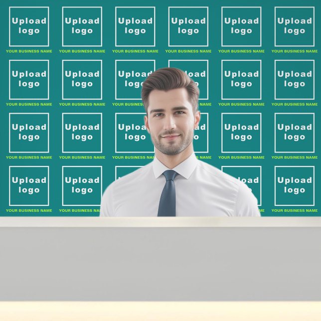 Business Name and Logo on Teal Green Wallpaper (Business name and logo on teal green wallpaper)