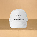Business Name and Logo on Trucker Hat<br><div class="desc">White trucker hat that you can customise to put your business name. You can give it as giveaway item or gift to your customers. You can also include it in your marketing materials to advertise your business or in your promotional products to promote your brand name. Trucker hat with your...</div>