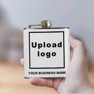 Business Name and Logo on Vinyl Wrapped Flask