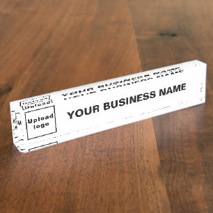 Business Name and Logo on White Acrylic Nameplate