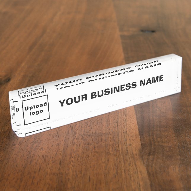 Business Name and Logo on White Acrylic Nameplate (Side)