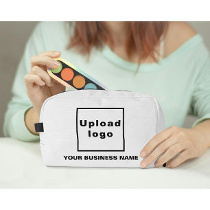 Business Name and Logo on White Dopp Kit