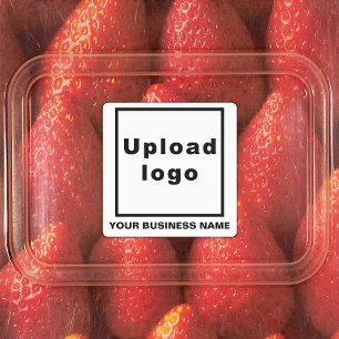 Business Name and Logo on White Square Adhesive