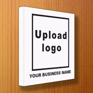 Business Name and Logo on White Square Canvas Print